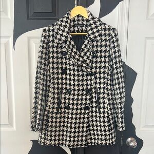 Houndstooth Double-Breasted Women's Coat